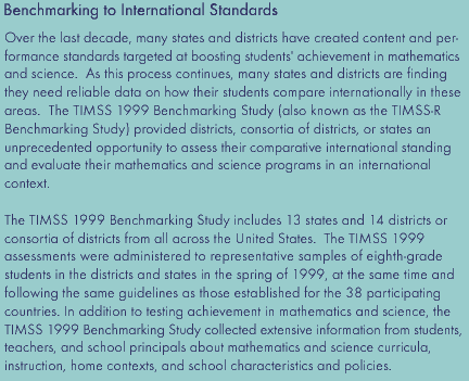 Description of TIMSS 1999 Benchmarking