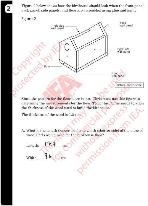 Birdhouse Item 2a Sample Answer