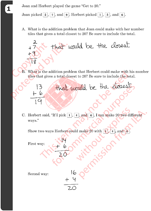 Number Tiles Item 1 Sample Answer