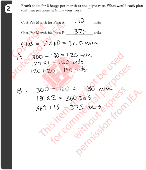 Phone Plans Question 2 Sample Answer