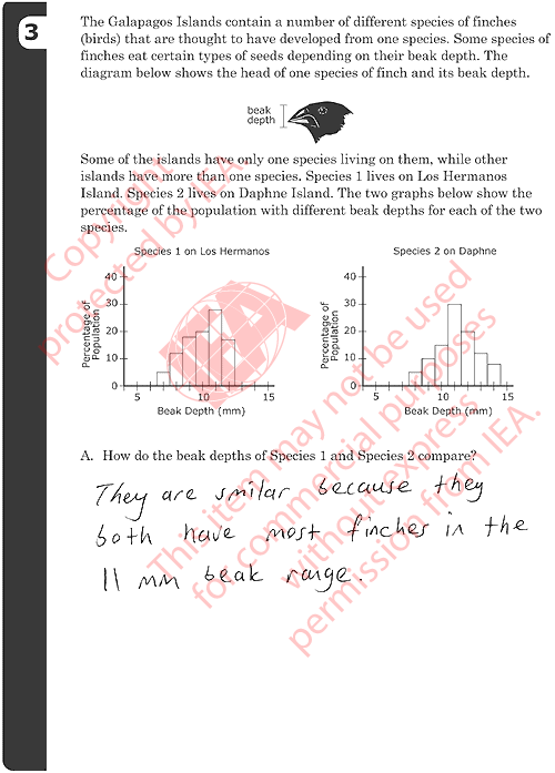 Galapagos Islands Item 3a Sample Answer