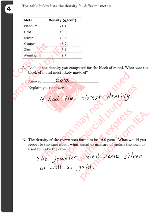 Metal Crown Item 4 Sample Answer